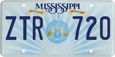 MS license plate ZTR720