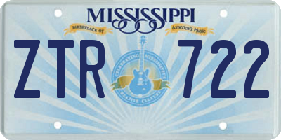 MS license plate ZTR722