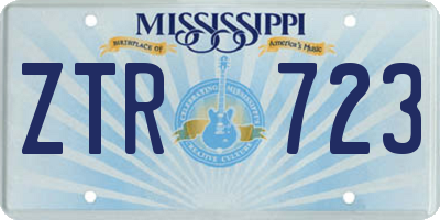 MS license plate ZTR723