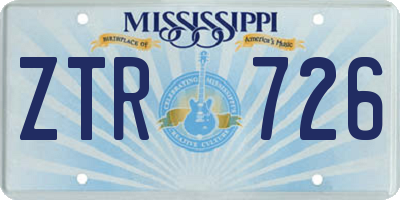 MS license plate ZTR726