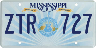 MS license plate ZTR727