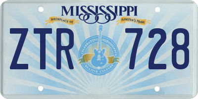 MS license plate ZTR728