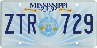 MS license plate ZTR729