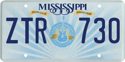 MS license plate ZTR730