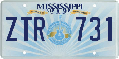 MS license plate ZTR731