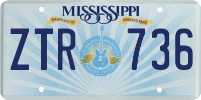 MS license plate ZTR736