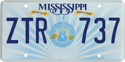 MS license plate ZTR737