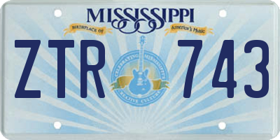 MS license plate ZTR743