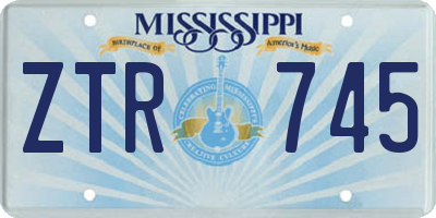 MS license plate ZTR745