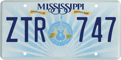 MS license plate ZTR747