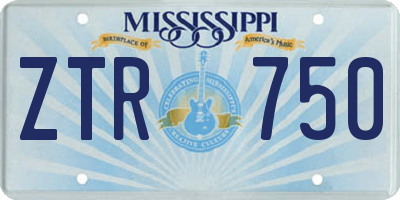 MS license plate ZTR750