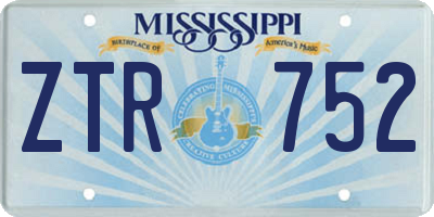MS license plate ZTR752