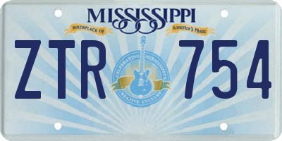 MS license plate ZTR754