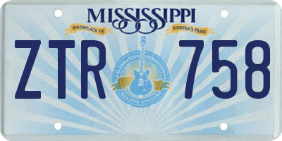 MS license plate ZTR758