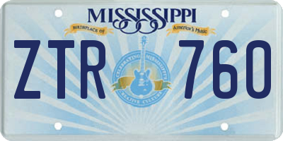 MS license plate ZTR760