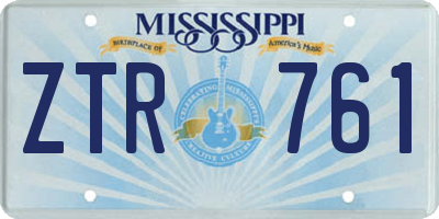 MS license plate ZTR761