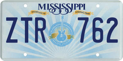 MS license plate ZTR762