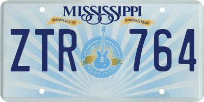 MS license plate ZTR764