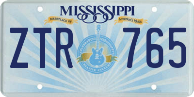 MS license plate ZTR765