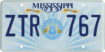 MS license plate ZTR767