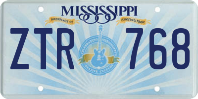 MS license plate ZTR768