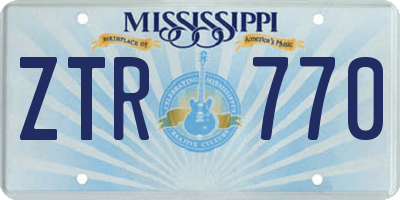 MS license plate ZTR770