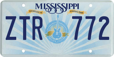 MS license plate ZTR772