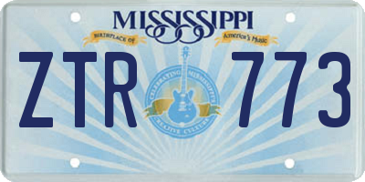MS license plate ZTR773