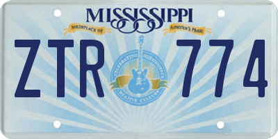 MS license plate ZTR774