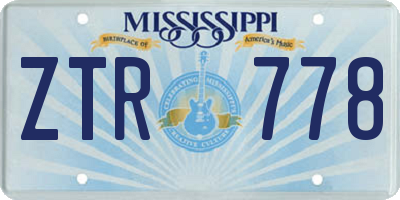 MS license plate ZTR778