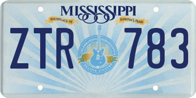 MS license plate ZTR783