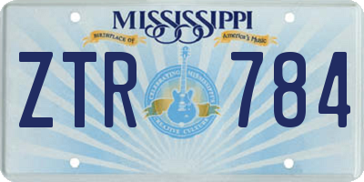 MS license plate ZTR784
