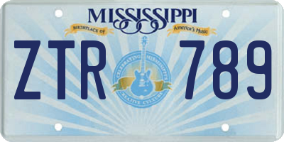 MS license plate ZTR789