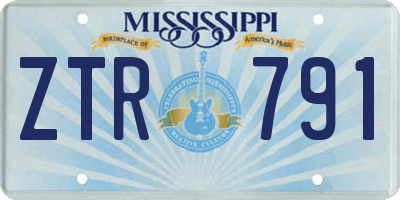 MS license plate ZTR791