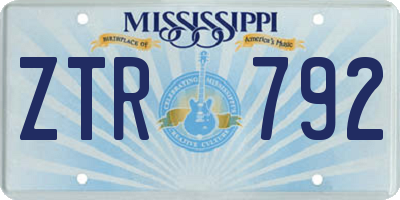 MS license plate ZTR792