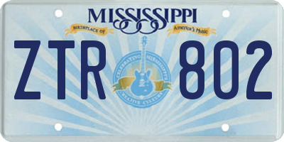 MS license plate ZTR802