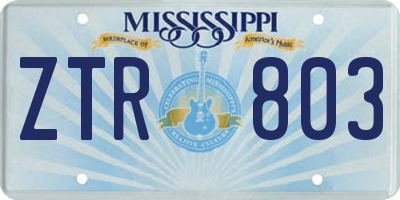 MS license plate ZTR803