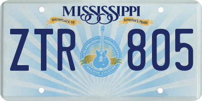 MS license plate ZTR805