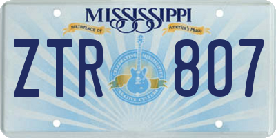 MS license plate ZTR807