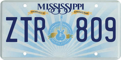 MS license plate ZTR809