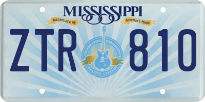 MS license plate ZTR810