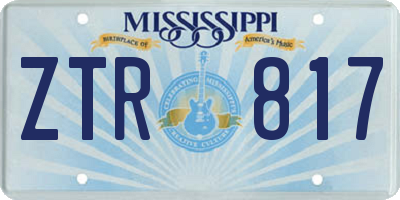 MS license plate ZTR817