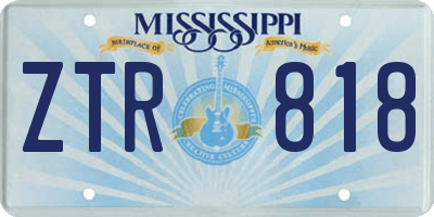 MS license plate ZTR818