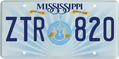 MS license plate ZTR820