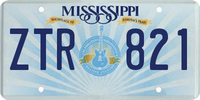 MS license plate ZTR821