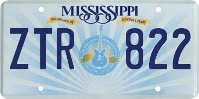 MS license plate ZTR822