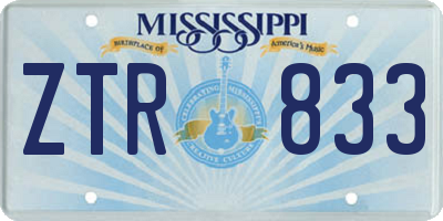 MS license plate ZTR833