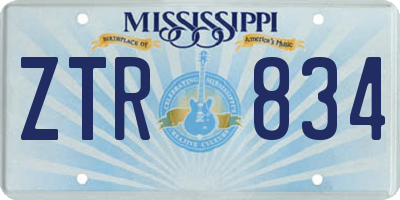 MS license plate ZTR834