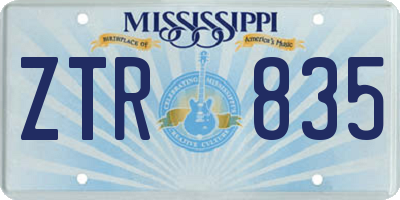 MS license plate ZTR835