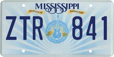 MS license plate ZTR841